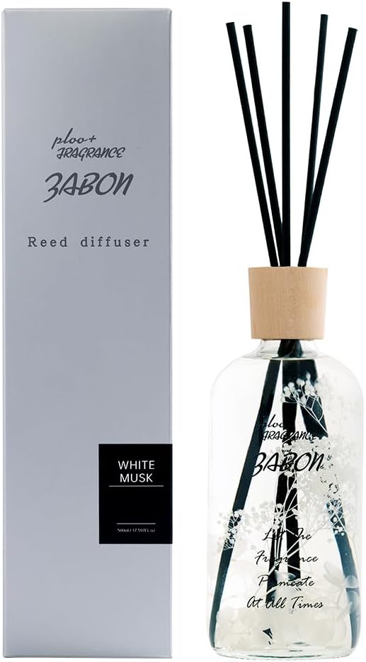 プルプラ ZABON リードディフューザー ルームフレグランス 500ml 大容量 約6ヶ月分 芳香剤 スティック付き ドライフラワー ハーバーリウム(ホワイトムスク) サムネイル