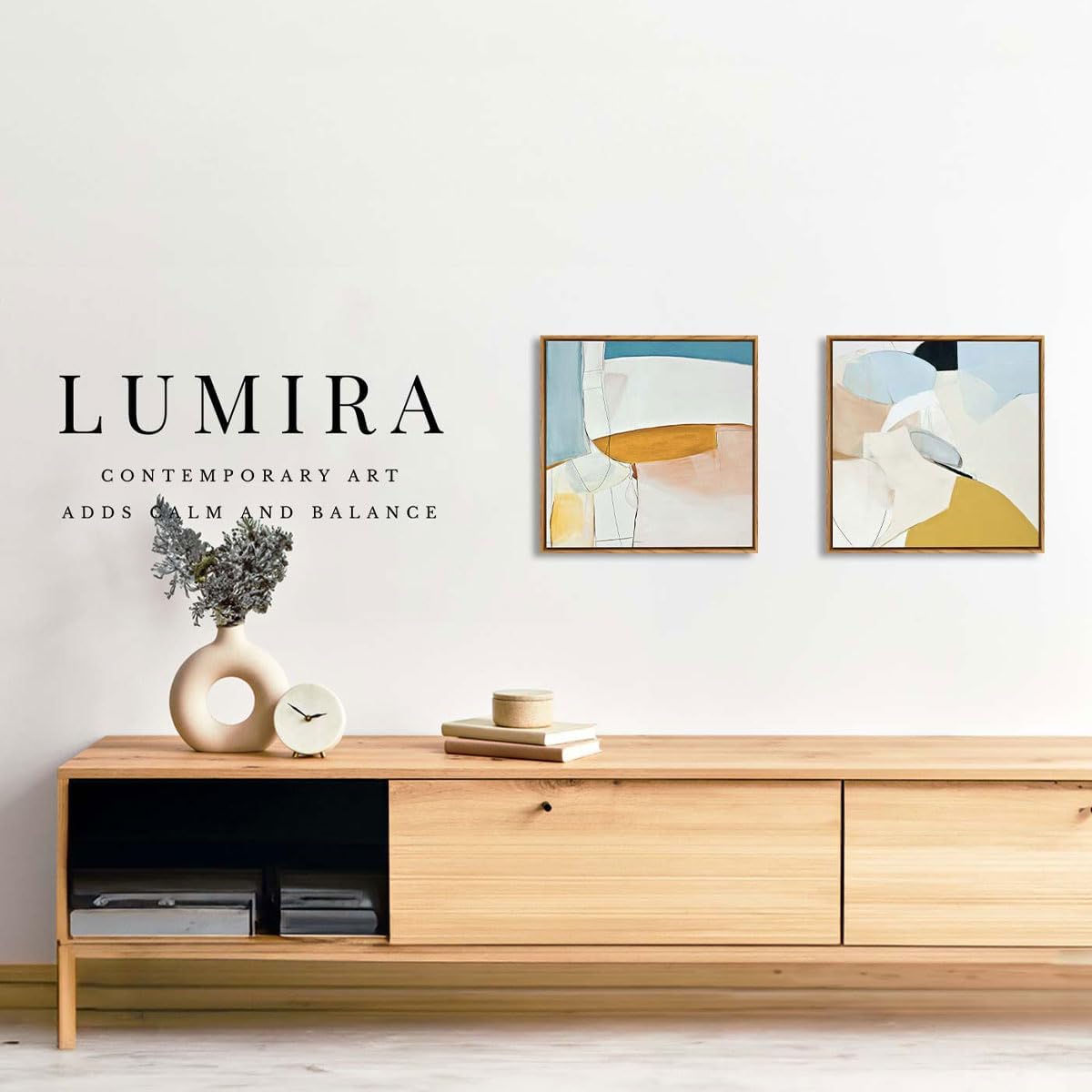 LUMIRA アートパネル 2枚セット 32cm×32cm 北欧 インテリア 絵画 グレー ブラック シンプル 上品なデザイン 壁掛け リビング 玄関 寝室 おしゃれでバランスの取れた組み合わせ ホテルライクインテリア 額付き アートフレーム ルミラ (lu-gh) サムネイル