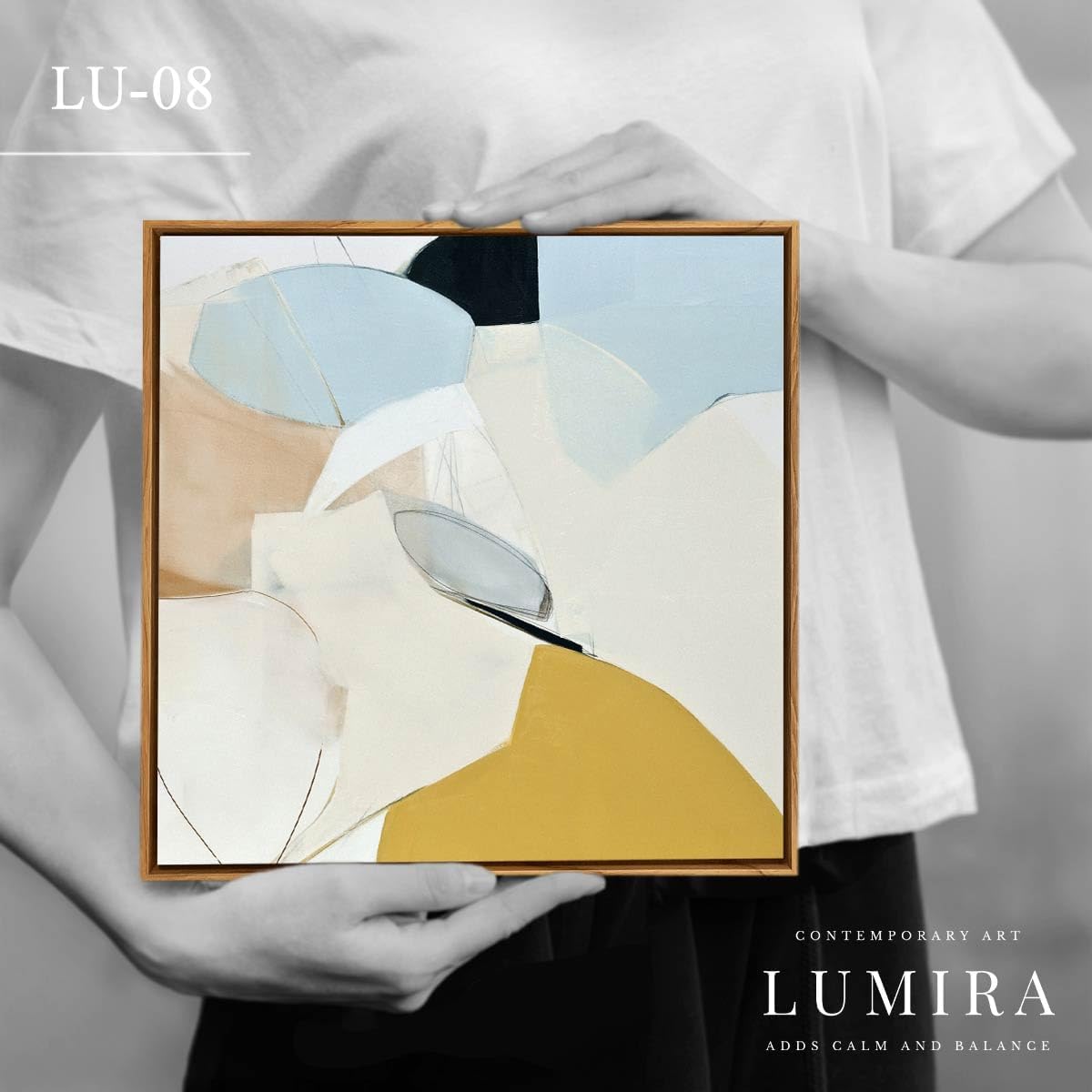 LUMIRA アートパネル 2枚セット 32cm×32cm 北欧 インテリア 絵画 グレー ブラック シンプル 上品なデザイン 壁掛け リビング 玄関 寝室 おしゃれでバランスの取れた組み合わせ ホテルライクインテリア 額付き アートフレーム ルミラ (lu-gh) サムネイル