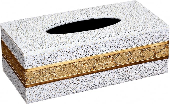 Queen-b ティッシュケース ホテル PUレザー ゴージャス アラベスク おしゃれ ボックス 卓上 エレガント 豪華 プレゼント ホワイト サムネイル