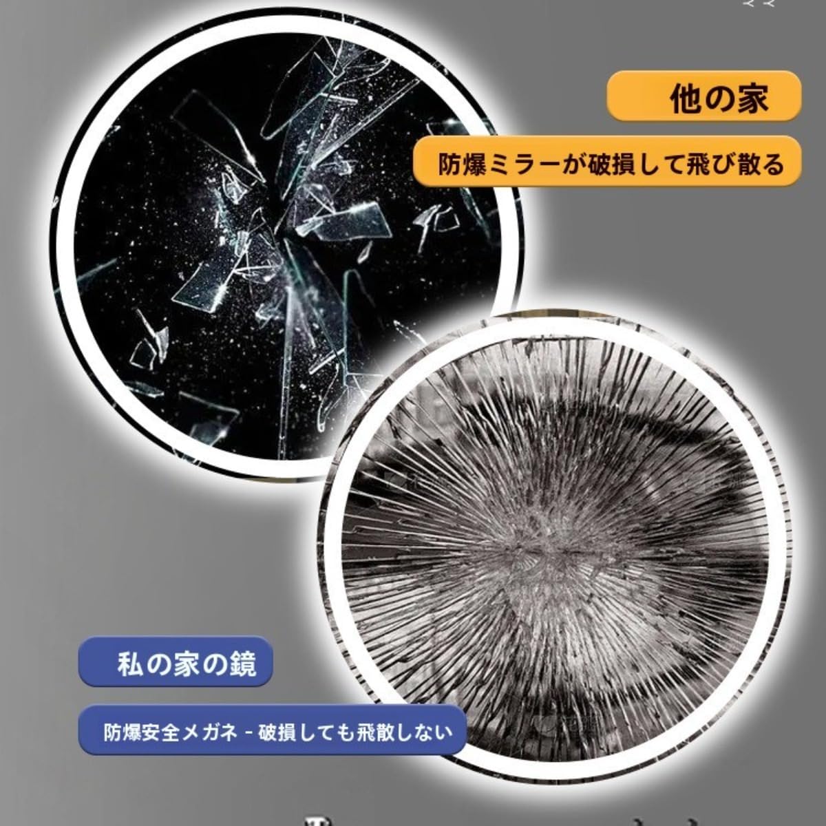 バックライトミラー 壁掛け鏡 フレームレス バスルーム 丸型 洗面鏡 バニティ壁掛け おしゃれ モダン 浴室 洗面所 ベッドルーム バックライト 曇り対策 ウォール化粧鏡 ラウンド 北欧風 インテリア洗面台間接照明付き 安全ライトストリップ 玄関 寝室 ホテルライク 防水 壁面 (白色光,90cm) サムネイル
